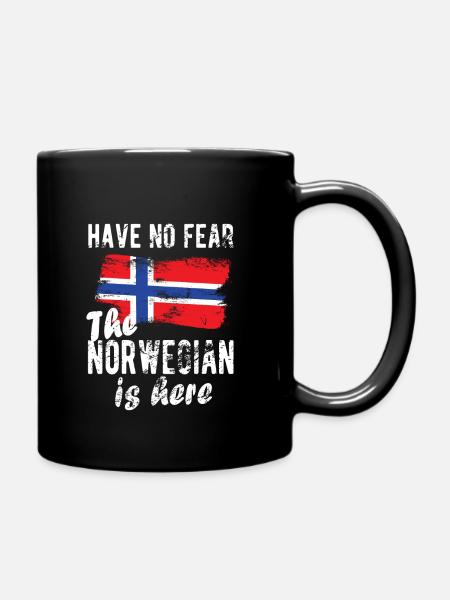Norwegian Norway Origin Norwegian flag - Full Colour Mug - black