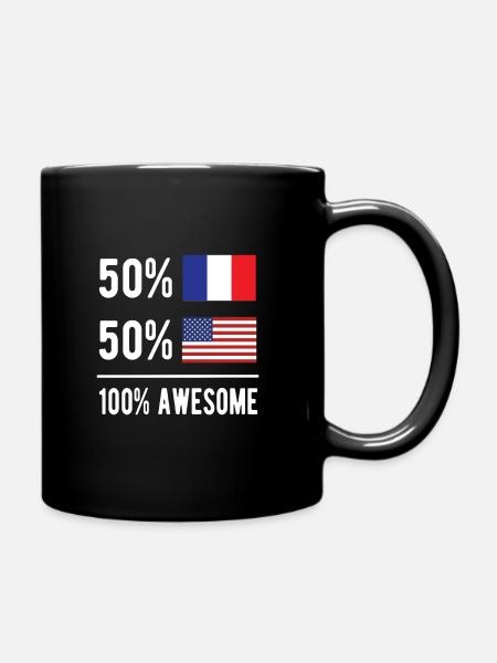 Moitié Français Moitié Américain Usa France - Mug uni - noir