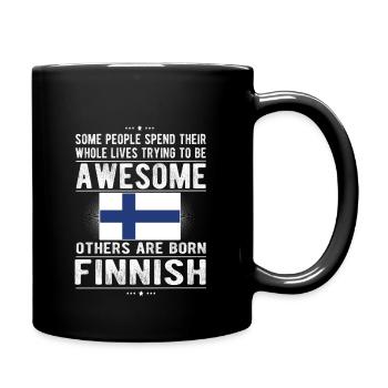 Proud Finn Finland Flag Finnish origin - Full Colour Mug - black - Right