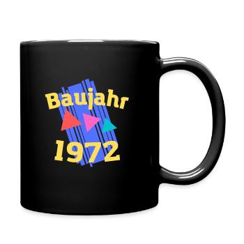 Jahrgang 1972 Geburtstag 51 - Baujahr März 1972 - Tasse einfarbig - Schwarz - Rechts