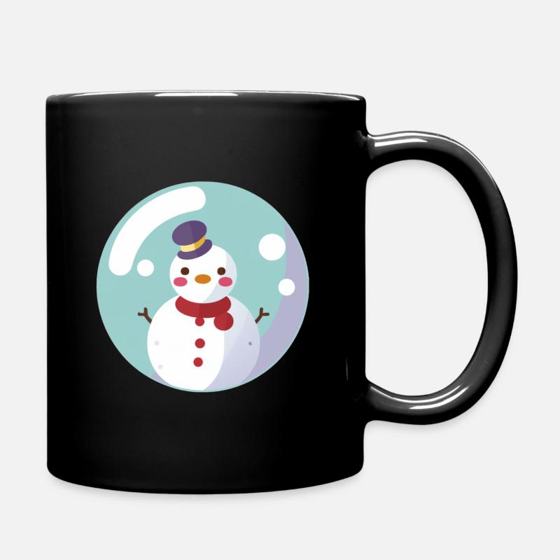 Schneeman Snow Globe - Full Colour Mug - black