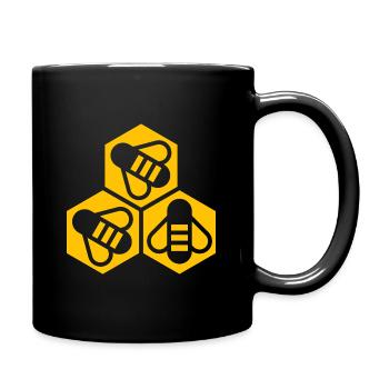 Bees in honeycombs. Beekeeper Symbol - Full Colour Mug - black - Right