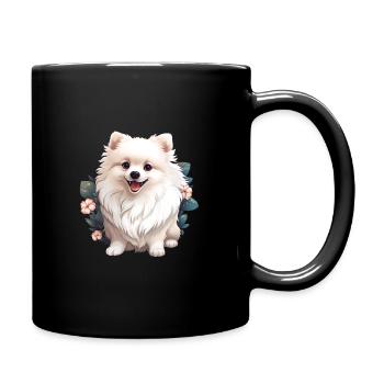 weiß Pommerscher Hund - Tasse einfarbig - Schwarz - Rechts