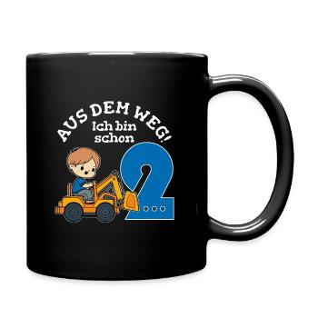 2. Geburtstag Bagger Junge - Tasse einfarbig - Schwarz - Rechts