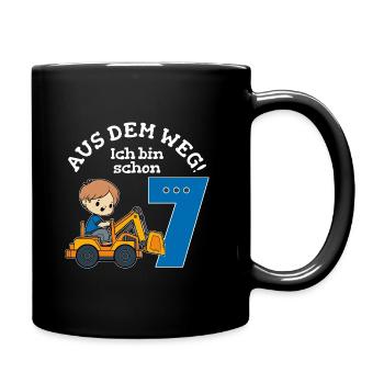 7. Geburtstag Bagger Junge - Tasse einfarbig - Schwarz - Rechts
