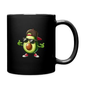 Lustige Avocado-Karikatur - Tasse einfarbig - Schwarz - Rechts
