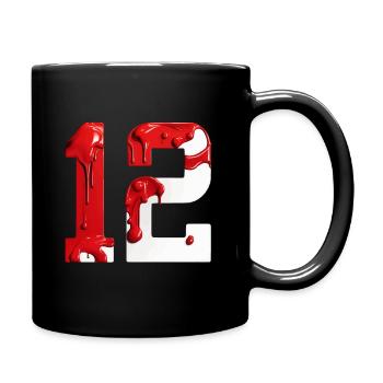 NON. 12 NUMÉRO 12 ROUGE BLANC 12E ANNIVERSAIRE - Mug uni - noir - Droite