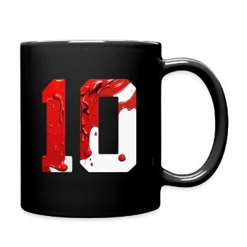 NO. 10 NUMBER 10 RED WHITE 10TH BIRTHDAY - Full Colour Mug - black - Right