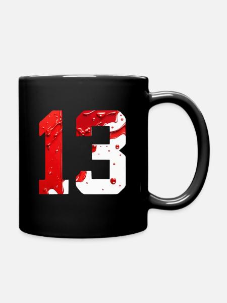 NR. 13 NUMMER 13 ROT WEIß 13. GEBURTSTAG - Tasse einfarbig - Schwarz
