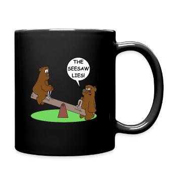 The seesaw lies | slimming, fitness, gym, protein - Full Colour Mug - black - Right