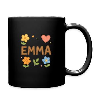 Emma floral with name - Full Colour Mug - black - Right