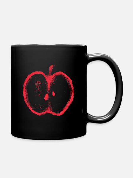 Roter Apfelschnitt Silhouette - Tasse einfarbig - Schwarz