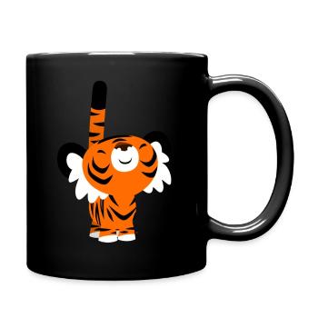 Cute Proud Cartoon Tiger by Cheerful Madness!! - Full Colour Mug - black - Right