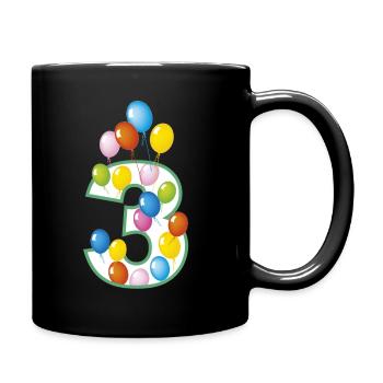 third birthday 3 years - Full Colour Mug - black - Right
