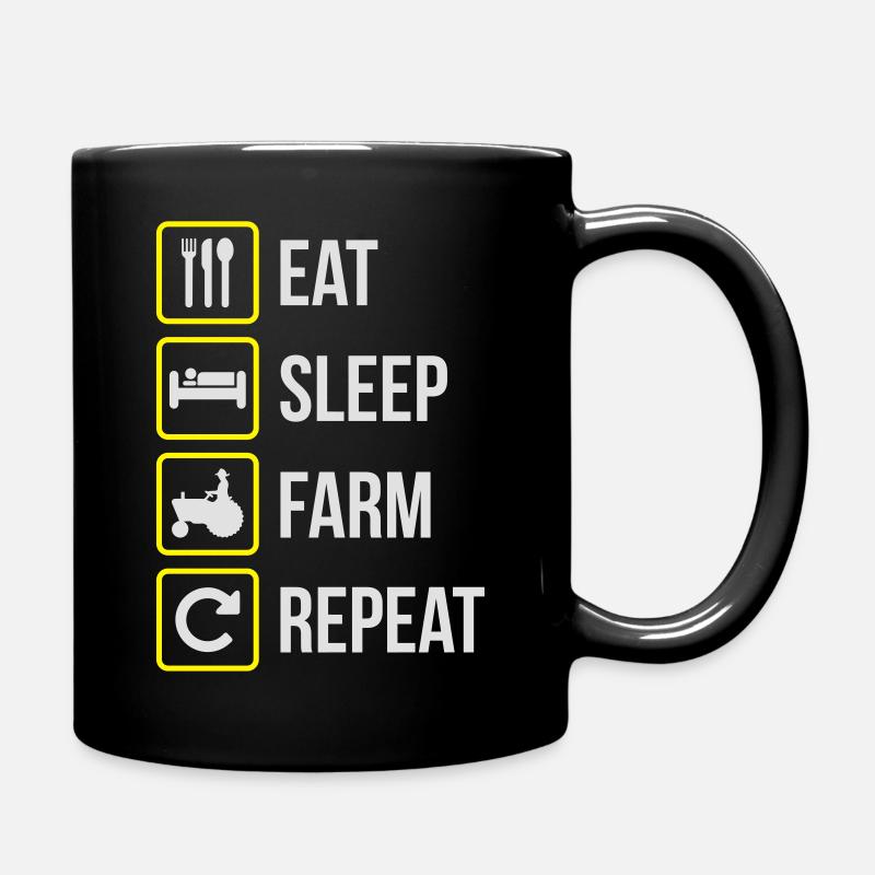 Eat Sleep Farm Repeat - Full Colour Mug - black