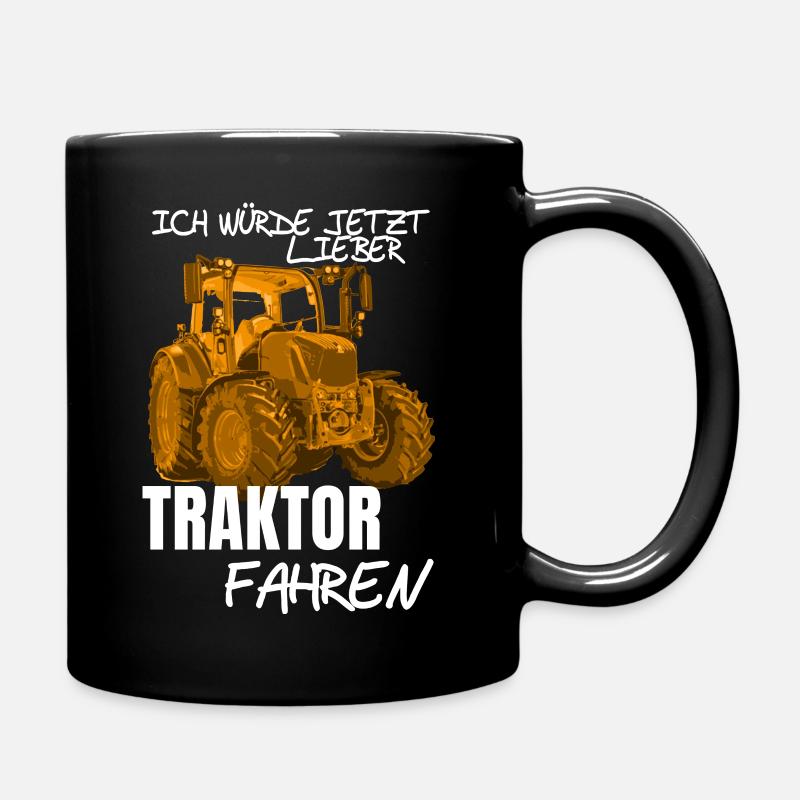 Ich würde lieber Traktor fahren - Tasse einfarbig - Schwarz