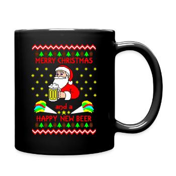 Merry Xmas Happy new Beer Ugly Christmas Sweater - Full Colour Mug - black - Right