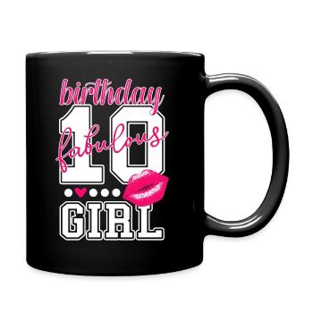 10. Geburtstag zehn Jahre Mädchen pink Prinzessin - Tasse einfarbig - Schwarz - Rechts