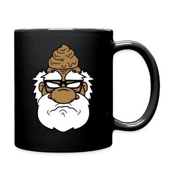 gesicht kopf scheisse kacke sauer boese veraergert - Tasse einfarbig - Schwarz - Rechts