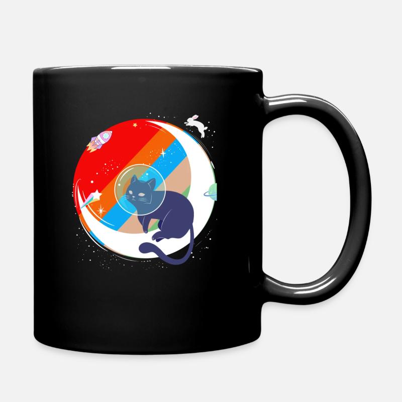 Katze Kätzchen Miau Mond Rakete Planet Geschenk - Tasse einfarbig - Schwarz