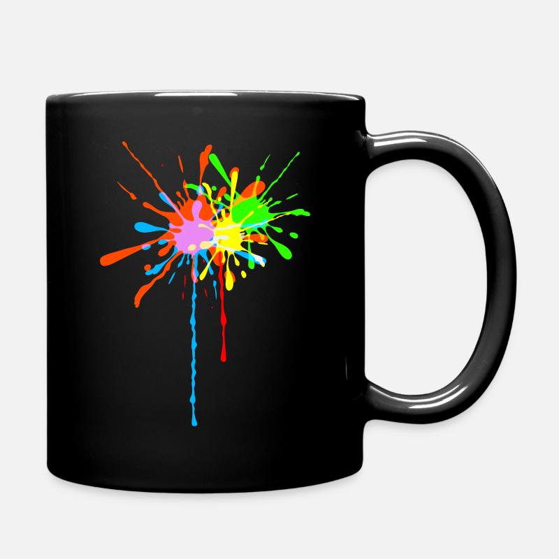 Farbspritzer, bunt, Farbkleckse, stylish, Farbe - Tasse einfarbig - Schwarz