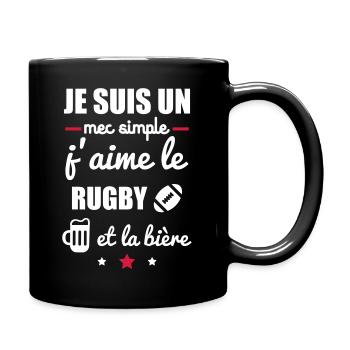 mec simple rugby bière,t-shirt rugby - Mug uni - noir - Droite