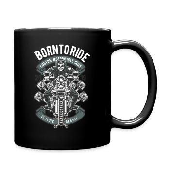Born To Ride Skull Biker Motorcyclist Skull - Full Colour Mug - black - Right