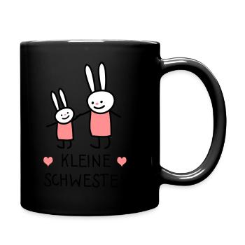 kleine Schwester (Hasen) - Tasse einfarbig - Schwarz - Rechts
