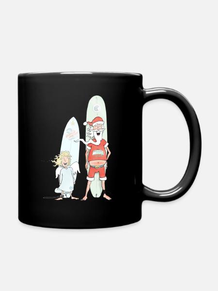 surfing xmas - Tasse einfarbig - Schwarz