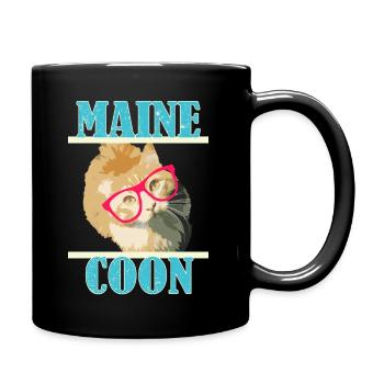 Klevere Maine Coon Katze mit Brille - Tasse einfarbig - Schwarz - Rechts