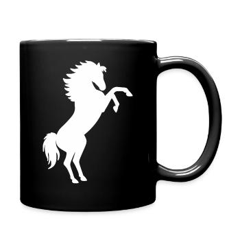 Steigendes Pferd Geschenk - Steigender Schimmel - Tasse einfarbig - Schwarz - Rechts