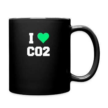 Co2 climate change green heart demo activism - Full Colour Mug - black - Right