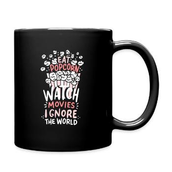Popcorn Watch Movies gift idea couch potato fun - Full Colour Mug - black - Right