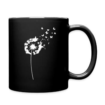 Pissenlit avec papillons - Mug uni - noir - Droite
