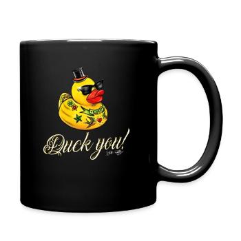 Duck you Quietscheente - Tasse einfarbig - Schwarz - Rechts
