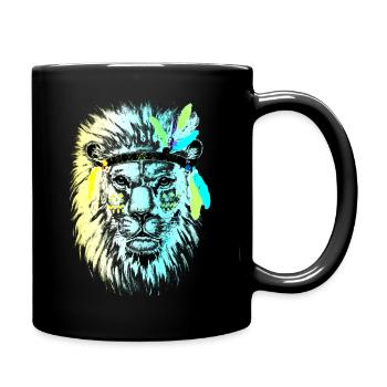Indischer Löwe - Tasse einfarbig - Schwarz - Rechts
