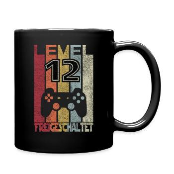 Level 12 freigeschaltet - Tasse einfarbig - Schwarz - Rechts