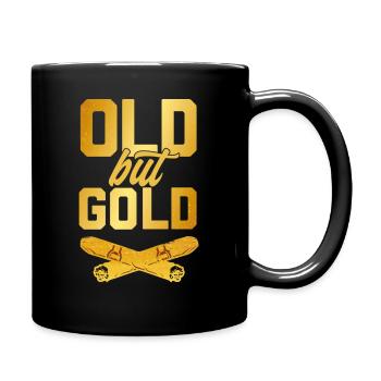 Old but Gold und Zigarre in Gold - Tasse einfarbig - Schwarz - Rechts