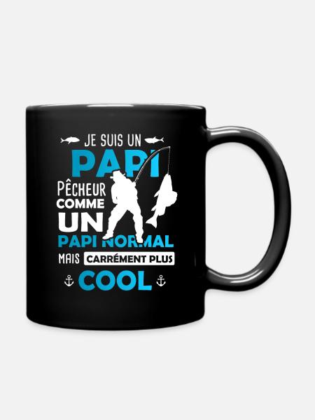 Papi Pêcheur / Cadeau Pêche / Grand-Père - Mug uni - noir