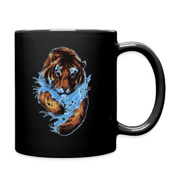 Tigre joue eau cadeau animal amour sauvage chat - Mug uni - noir - Droite