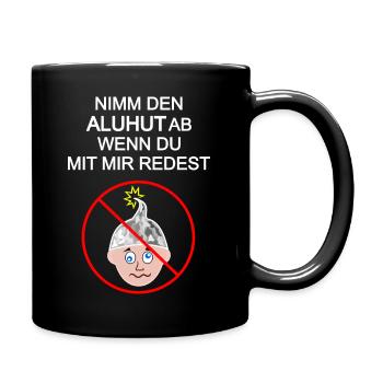Aluhut, Verschwörung, Verschwörungstheoretiker - Tasse einfarbig - Schwarz - Rechts