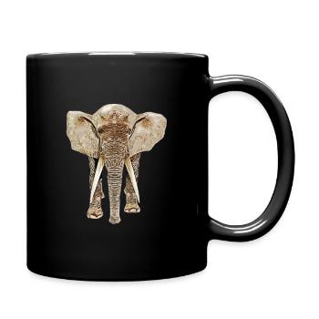 Elefant von vorne - Tasse einfarbig - Schwarz - Rechts