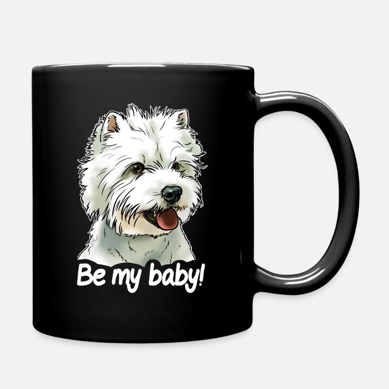 Westie weißer Text "Sei mein Baby" - Tasse einfarbig - Schwarz