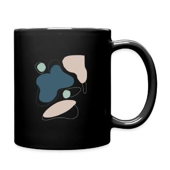 abstrakt blau beige Muster Formen - Tasse einfarbig - Schwarz - Rechts