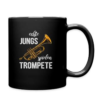 Trompete echte Jungs - Tasse einfarbig - Schwarz - Rechts