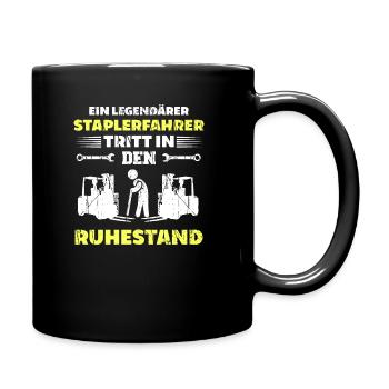 Staplerfahrer Lagerist Ruhestand Abschiedsgeschenk - Tasse einfarbig - Schwarz - Rechts