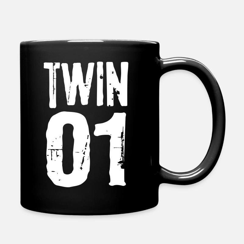 Twin 01 02 Zwillinge Partnerlook Zwilling Geschenk - Tasse einfarbig - Schwarz