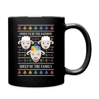 Ugly Christmas Gay Pride Rainbow Sheep - Tasse einfarbig - Schwarz - Rechts