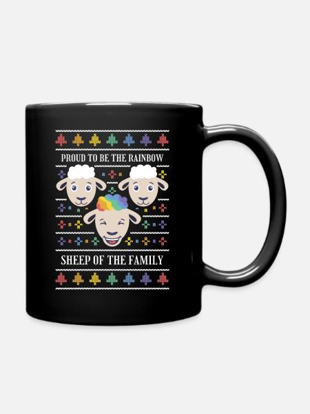 Ugly Christmas Gay Pride Rainbow Sheep - Tasse einfarbig - Schwarz