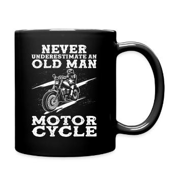 Never Underestimate An Old Man MotorCycle Graphic - Full Colour Mug - black - Right